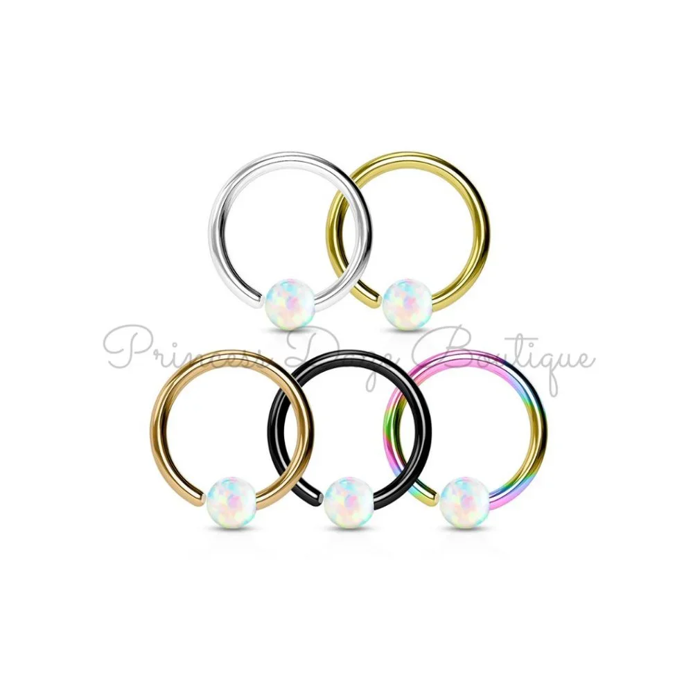 Opal Ball Hoop Ring‎ For Septum, Nose, Cartilage and Tragus